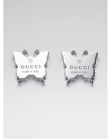 gucci silver interlocking g earrings|gucci silver butterfly earrings.